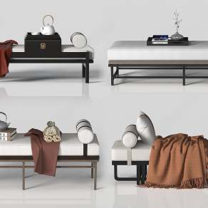 新中式床尾凳3D模型下载